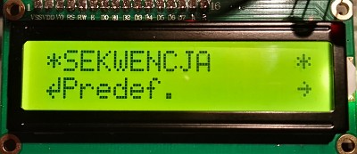 Menu predefiniowanych ustawień parametrów sekwencji