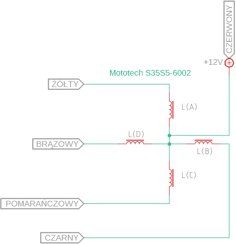 Schemat wyprowadzeń silnika krokowego Mototech S35S5-6002