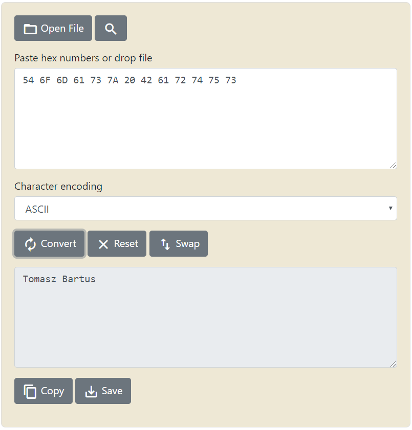 Wykorzystanie konwertera online do zamiany znaków w kodzie heksadecymalnym na kod ASCII