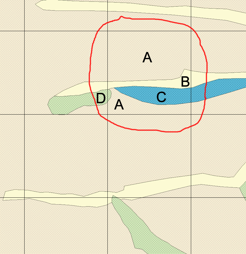 Fig. 4. Liczba kategorii poligonowych płatów klasy geologia_litostratygrafia przypadających na przykładowe oczko klasy siatka