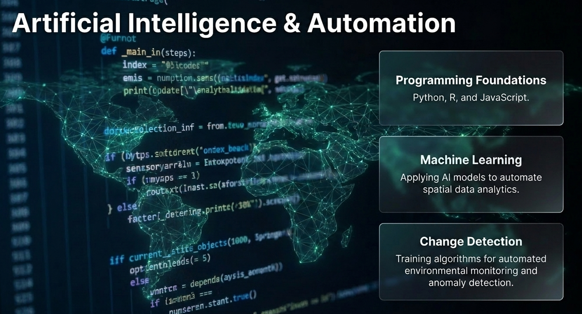 Artificial intelligence and automation: programming foundations, machine learning and change detection