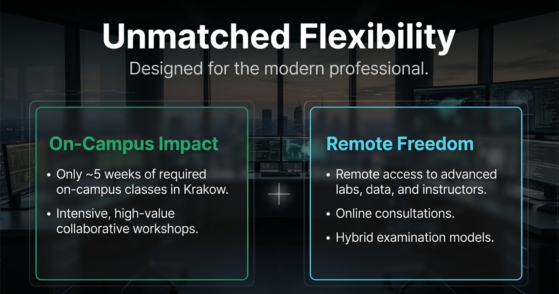 Remote-friendly study model combining on-campus workshops with remote access to labs, data and instructors