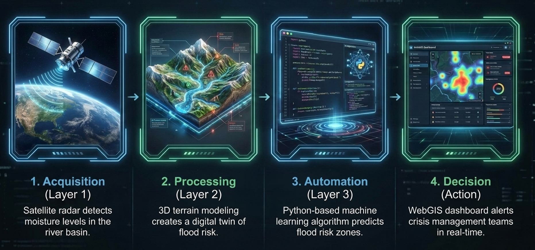 Applied workflow from data acquisition through processing and automation to WebGIS decision support