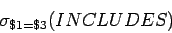 \begin{displaymath}
\sigma_{\$1=\$3}(INCLUDES)
\end{displaymath}